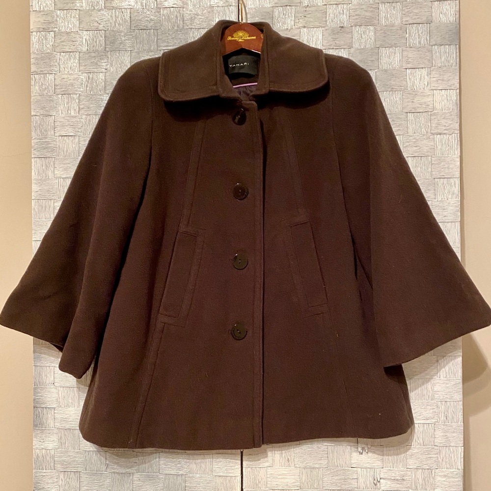 Tahari Brown Wool Coat Size Small